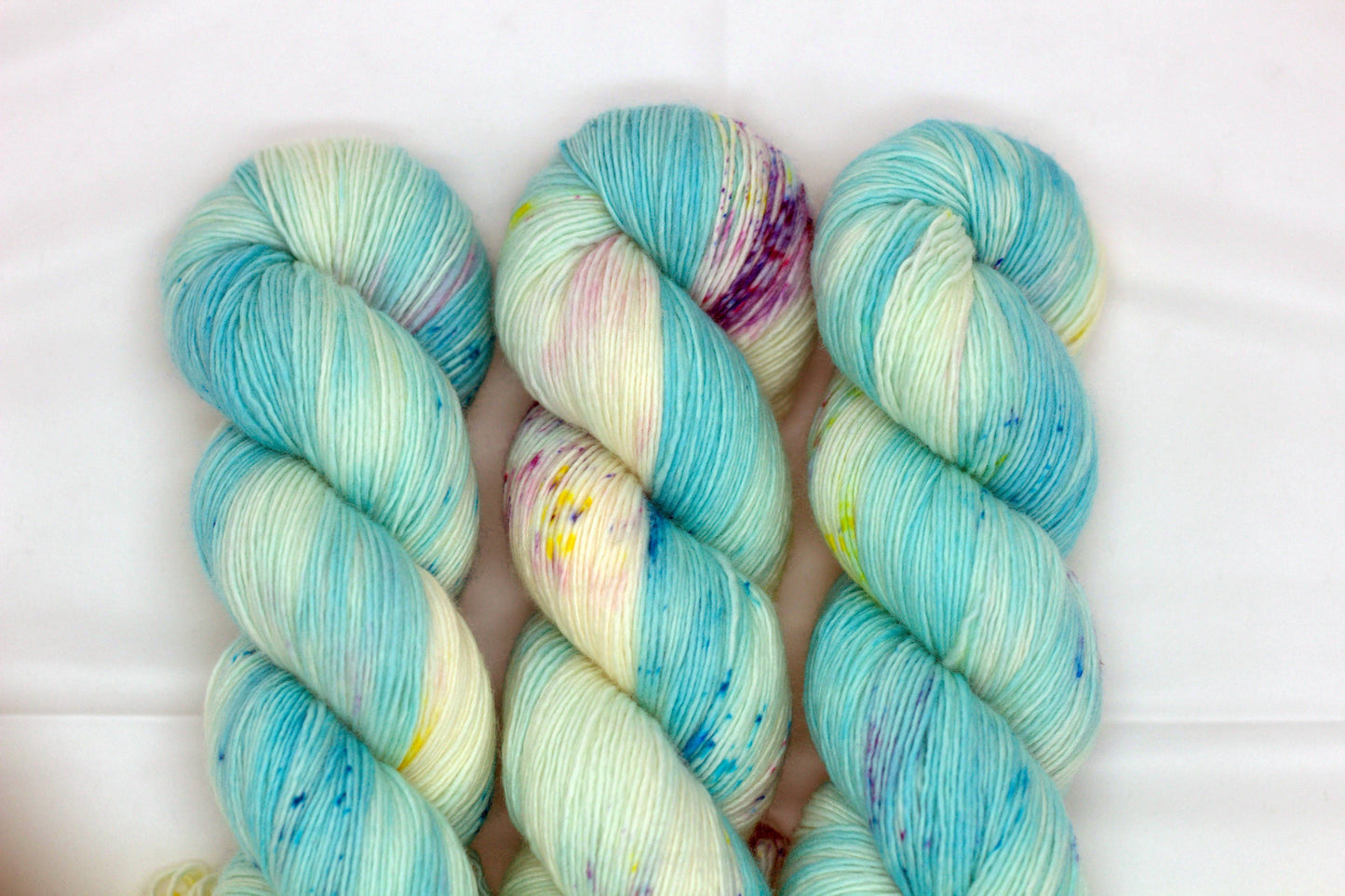 Light Turquoise Speckle, Soft Singles Fingering Weight Yarn