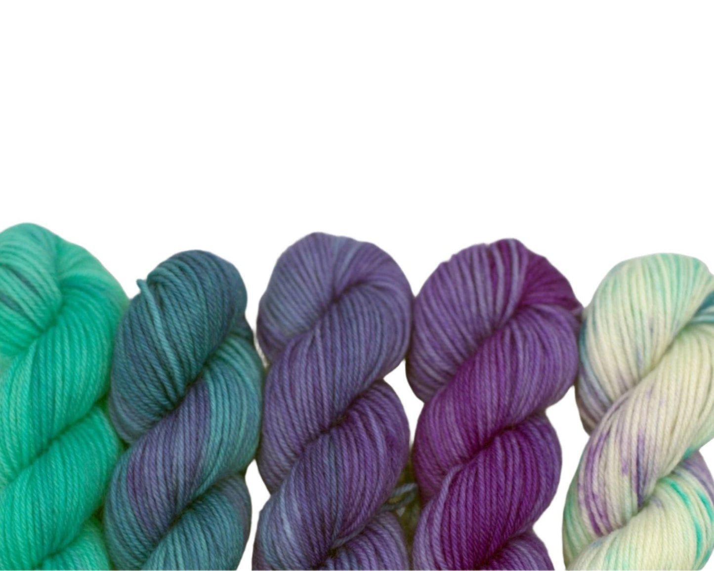 Aqua to Purple Gradient, Fingering Weight Yarn - Pleasant Valley Fibers