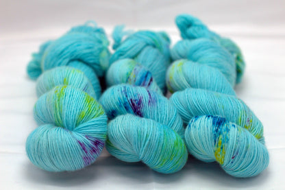 Turquoise Speckle, Soft Singles Fingering Weight Yarn