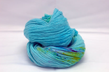 Turquoise Speckle, Soft Singles Fingering Weight Yarn