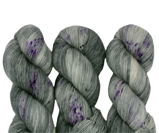 Silver Speckle- Single Ply Fingering Weight Yarn