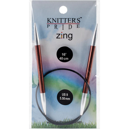 Knitter's Pride Zing 16 inch Fixed Circular Needles Size 9/5.50mm - Pleasant Valley Fibers