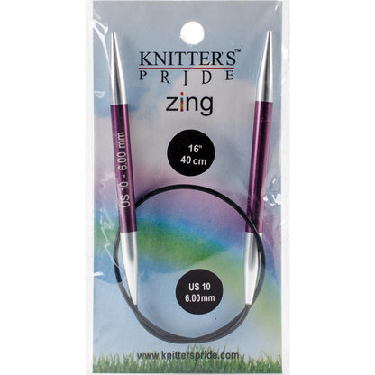 Knitter's Pride Zing 16 inch Fixed Circular Needles Size 10/6.00mm - Pleasant Valley Fibers